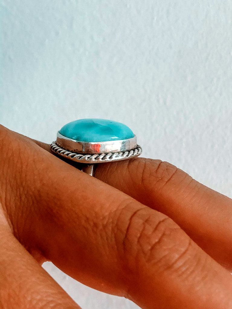 Anillo Larimar en Plata 925 b