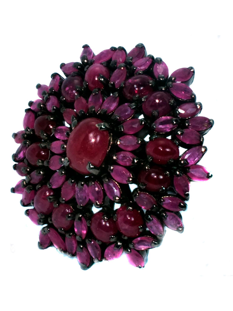 Anillo Rubies en Plata 925 rodinada en negro 3